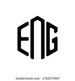 ENG Letter Logo Design polygon rounded Monogram Icon Vector Template