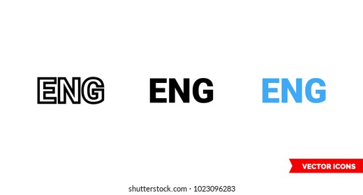 Eng symbol icon of 3 types: color, black and white, outline. Isolated vector sign symbol.