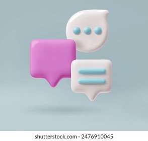 Engage in dynamic conversations with a vector set of 3d speech bubbles created for chat and SMS, complemented by shadow on a blue background for clear messaging.