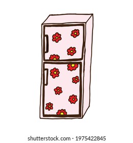 Engage with our artistic hand-drawn refrigerator illustration! A modern take in scribble style on a white background, perfect for kitchen-themed content and creative design projects.