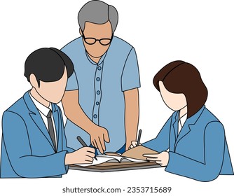 Engage in a productive and insightful discussion between colleagues, fostering collaboration and enhancing teamwork. Cartoon style illustration.