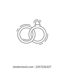 engaged ring thin line icon.