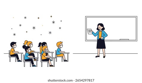 Estudiantes comprometidos que aprenden del maestro durante la presentación de la lección en el aula
