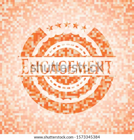 Engagement abstract orange mosaic emblem