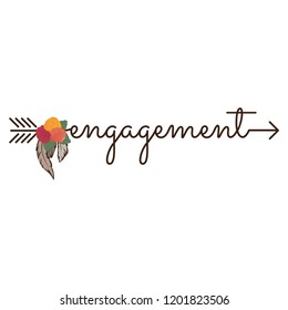engagement, arrow with roses and feathers 