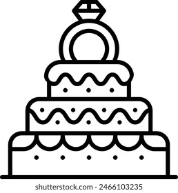 Engagement and Birthday Cake Ceremony together concept, 3 Layers Cake vector outline icon, Muslim marriage Symbol, Islamic wedding customs Sign, Pakistani matrimony stock illustration