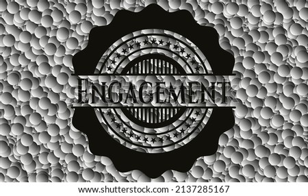 Engagement black badge with grey bubbles background. Vector Illustration. Detailed. 