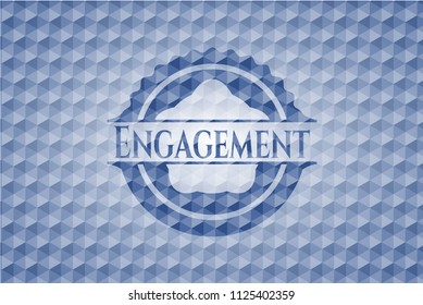 Engagement blue hexagon emblem.