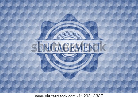 Engagement blue hexagon emblem.