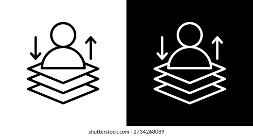 Engagement Depth Icon In Black and White Line Style