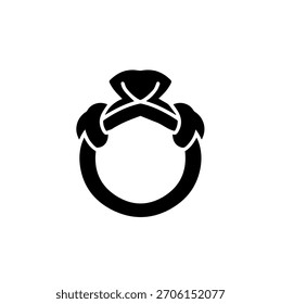 Ilustración vectorial de la silueta del anillo del solitario del diamante del compromiso