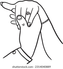 Folleto de compromiso. La mano dibujó a las mujeres y a los hombres con el anillo de compromiso con un estilo de contorno minimalista. Diseño de ilustración de doodle plano vectorial para tarjetas Marry me, invitaciones de boda, etc