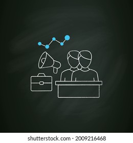 Engagement employees chalk icon.Mental, emotional connection employees. Teamwork. Attracting workers. Talent management concept. Isolated vector illustration on chalkboard