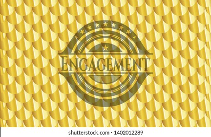 Engagement gold emblem. Scales pattern. Vector Illustration. Detailed.