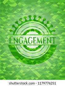 Engagement green emblem. Mosaic background