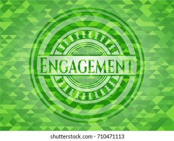 Engagement green emblem. Mosaic background