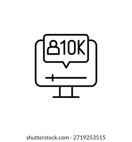 Engagement Growth On Computer Screen Outline Icon
