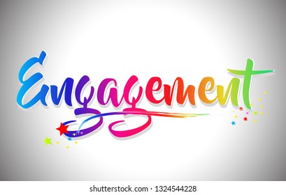 Engagement  Handwritten Word Text with Rainbow Colors and Vibrant Swoosh Design Vector Illustration.