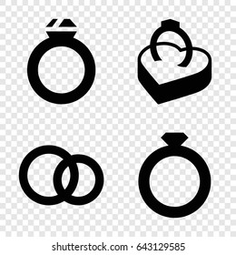 Engagement icons set. set of 4 engagement filled icons such as ring in box, engagement rings