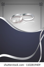 Engagement invitation card design with rings and space for your message.
