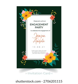 Plantilla de invitación de compromiso con flores
