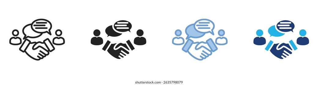 Compromisso multiestilo. Conjunto de ícones de ilustração simples.