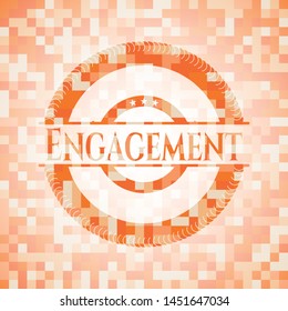 Engagement orange mosaic emblem. Vector Illustration. Detailed.