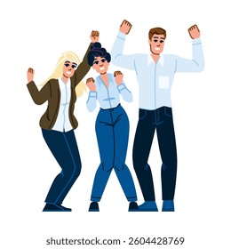 engagement overjoyed employee  vector.  wellness collaboration, teamwork recognition, flexibility creativity engagement overjoyed employee character. people flat cartoon illustration
