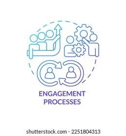 Engagement processes blue gradient concept icon. Incentives to grow. Important success factor abstract idea thin line illustration. Isolated outline drawing. Myriad Pro-Bold font used