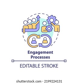 Engagement processes concept icon. Incentives to grow. Important success factor abstract idea thin line illustration. Isolated outline drawing. Editable stroke. Arial, Myriad Pro-Bold fonts used