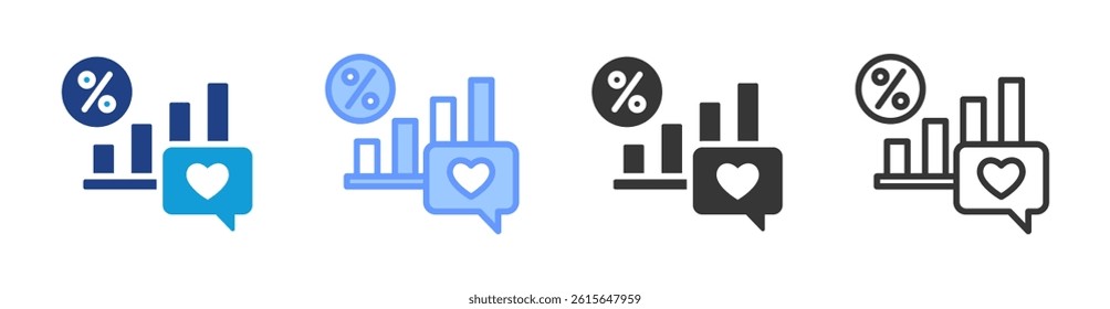 Engagement Rate icon set multiple style collection