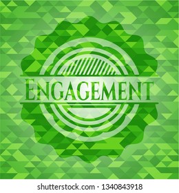 Engagement realistic green mosaic emblem