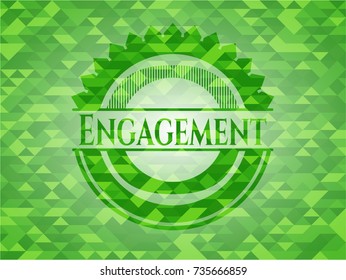 Engagement realistic green mosaic emblem