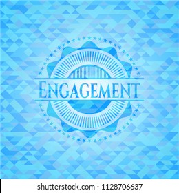 Engagement realistic sky blue mosaic emblem