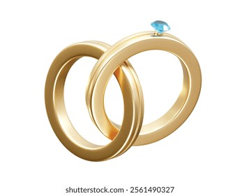 Engagement ring 3d icon. Wedding ring icon 3d illustration