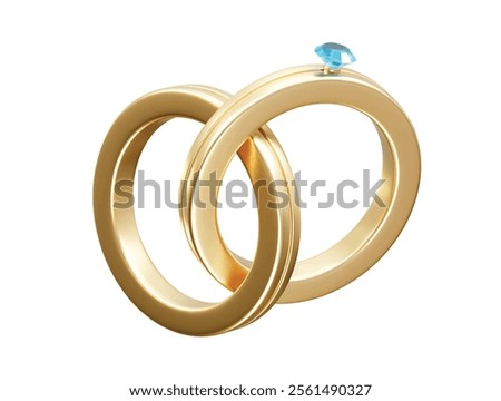 Engagement ring 3d icon. Wedding ring icon 3d illustration