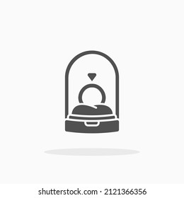 Engagement ring with box glyph icon. Can be used for digital product, presentation, print design and more.