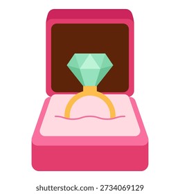 Anel de compromisso em uma ilustração de caixa é adequado para Valentine.