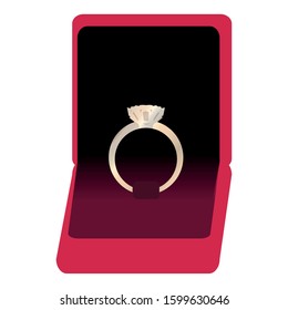 Engagement ring in a box - Vector illustration