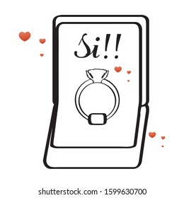 Engagement ring in a box - Vector illustration