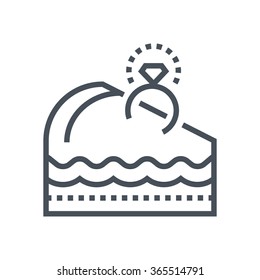 Engagement ring, cake icon suitable for info graphics, websites and print media. Vector, flat icon, clip art.