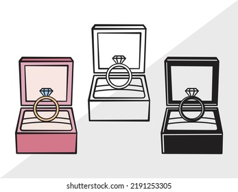 Engagement Ring Clipart SVG Printable Vector Illustration