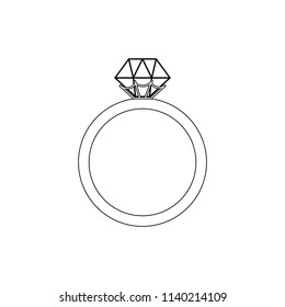 Engagement ring coloring page on the white background. Vector illustration