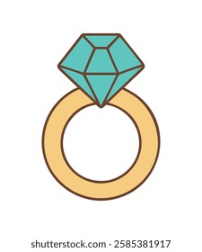 Engagement ring with a diamond icon for weddings