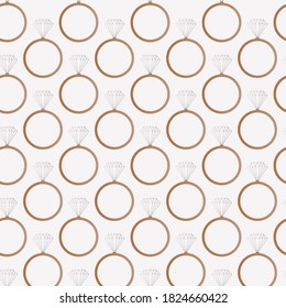 Anillo de compromiso con un diamante. Icono minimalista geométrico simple. Ilustración de moda vectorial. Patrón sin foco repetitivo cuadrado. Plantilla de impresión textil o de papel. Fondo de escritorio, fondo