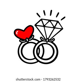 Engagement ring doodle vector illustration. Love and wedding theme. Valentine's day and hen-party Icon. For web, t-shirt, invaitation and greeting cards, banner and decoration. She/He said "Yes!"