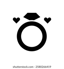 Engagement Ring Glyph Icon. Engagement Ring Icon