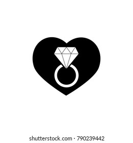engagement ring in the heart icon. Lovers icon. Wedding element icon. Premium quality graphic design. Signs, symbols collection icon for websites, web design, mobile, info graphics on white background