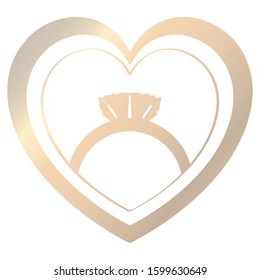 Engagement ring in a hearth - Vector illustration