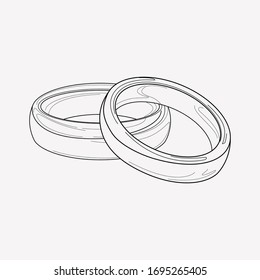 Elemento de línea de icono del anillo de compromiso. Icono de ilustración vectorial de anillo de compromiso aislado en fondo limpio para el diseño del logotipo de la aplicación móvil web.